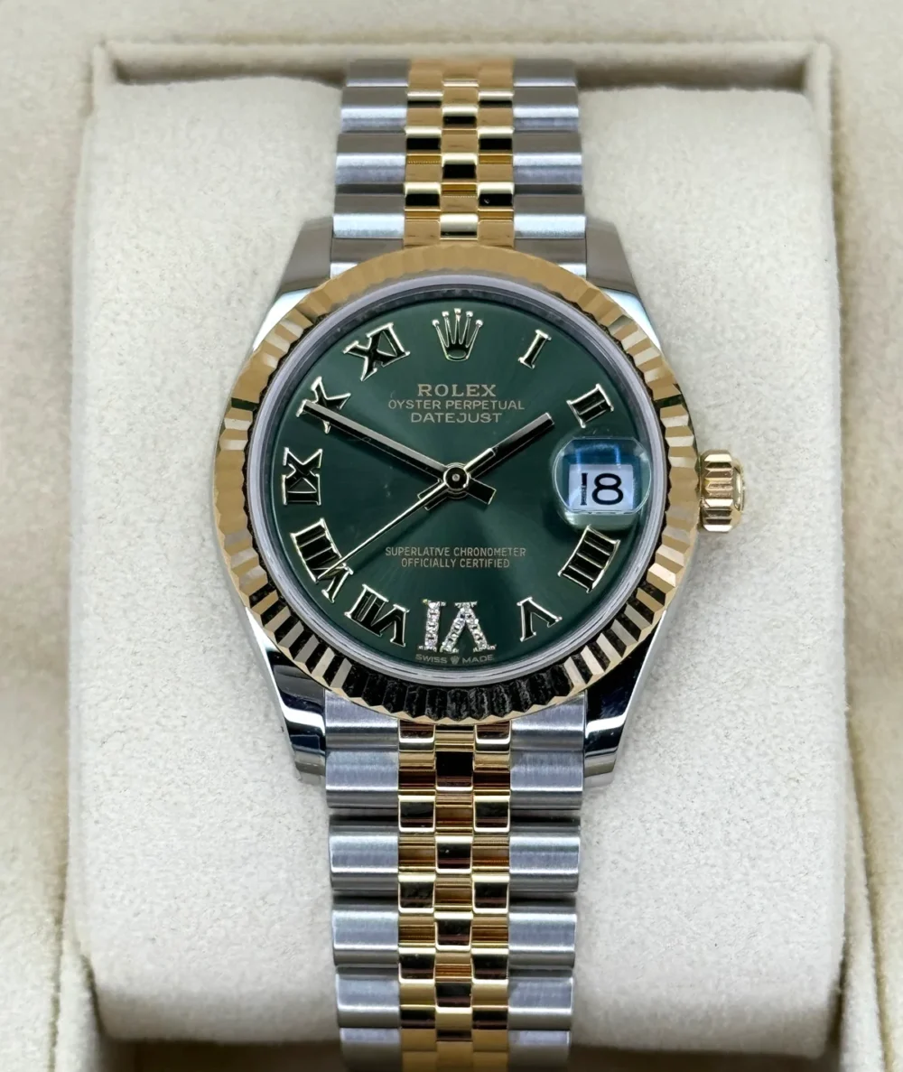 NEW 2023 Rolex Lady-Datejust 31mm 278273 Two-Tone Jubilee Green Dial