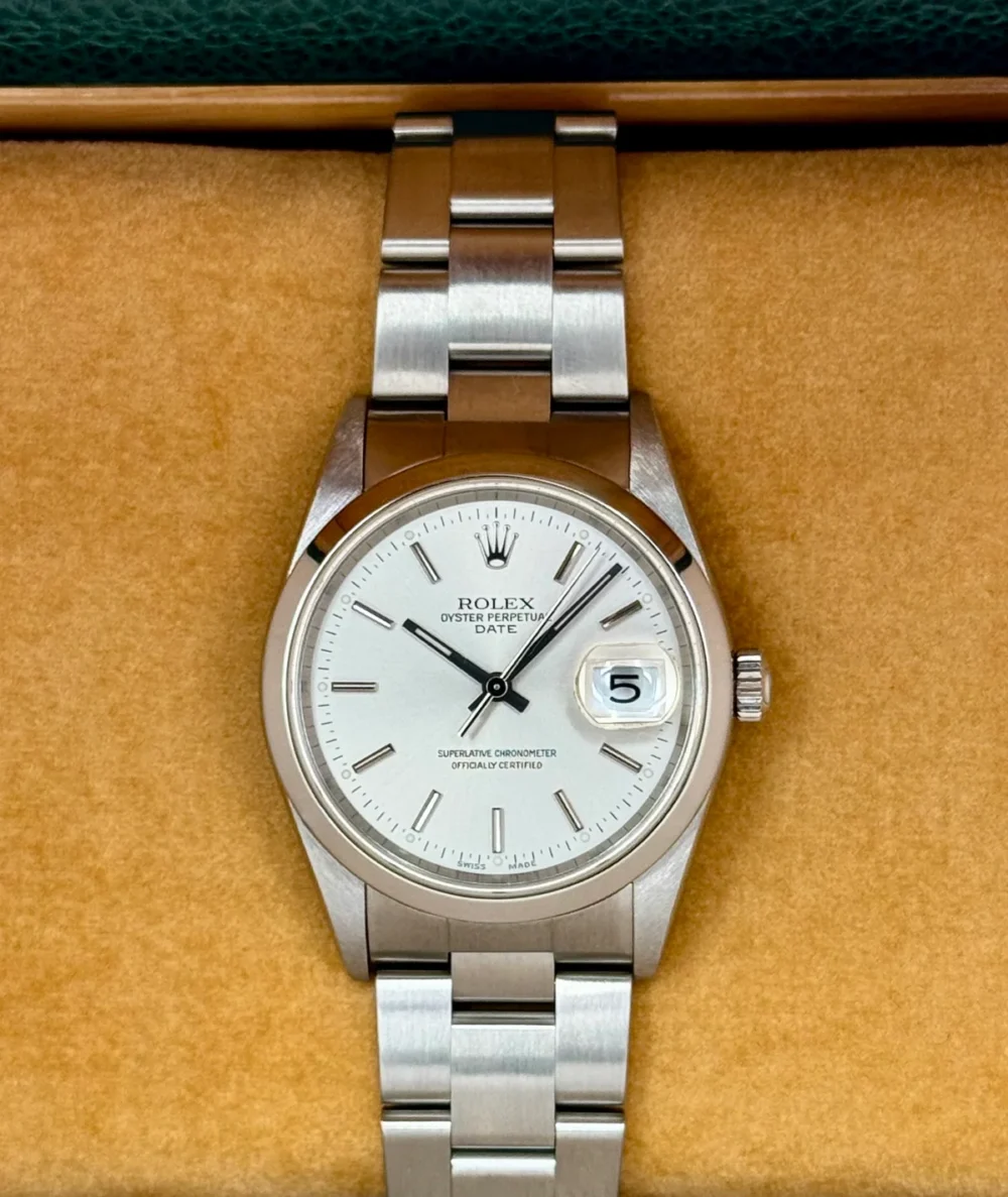 2001 Rolex Oyster Perpetual Date 34mm 15200 Stainless Steel Silver Dial