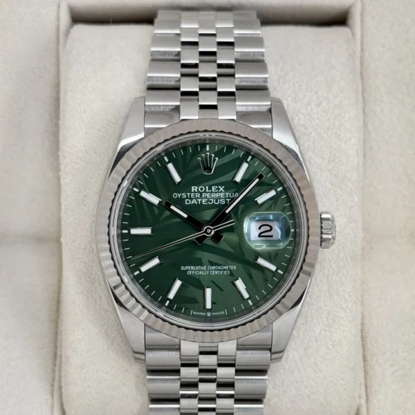 2023 Rolex Datejust 36mm 126234 Stainless Steel Jubilee Green Palm Motif Dial
