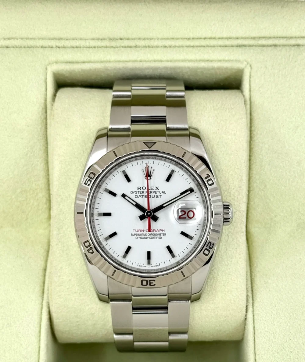 2005 Rolex Datejust Turn-O-Graph 36mm 116264 Oyster White Dial