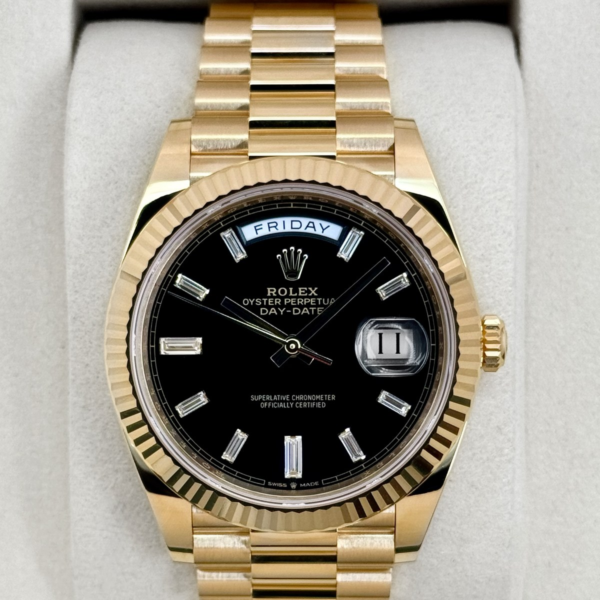 NEW 2026 Rolex Day-Date 40mm 228238 Yellow Gold Black Diamond Dial
