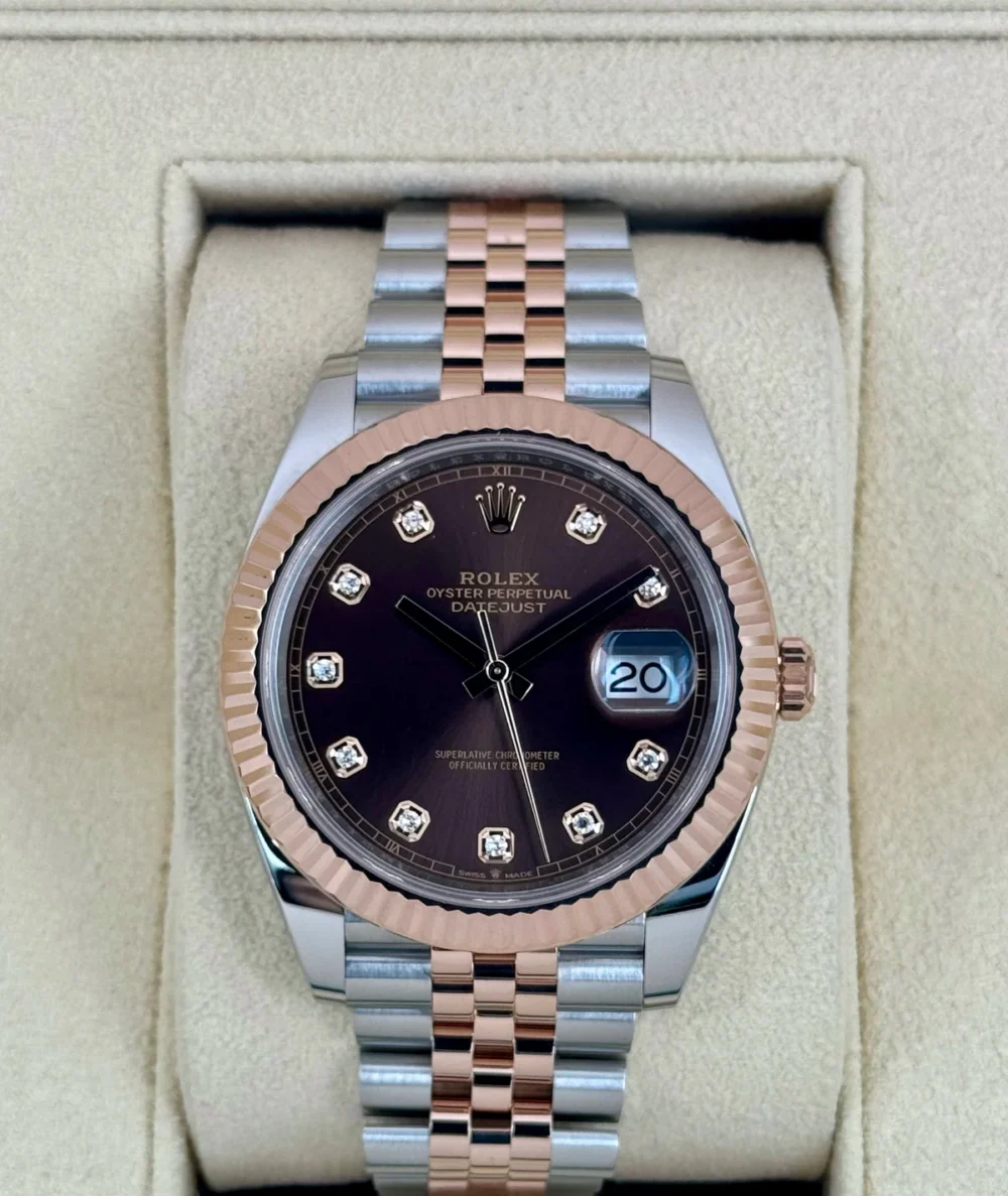 2023 Rolex Datejust 41mm 126331 Two-Tone Jubilee Chocolate Diamond Dial