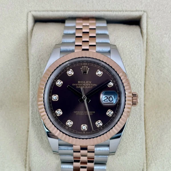 2023 Rolex Datejust 41mm 126331 Two-Tone Jubilee Chocolate Diamond Dial