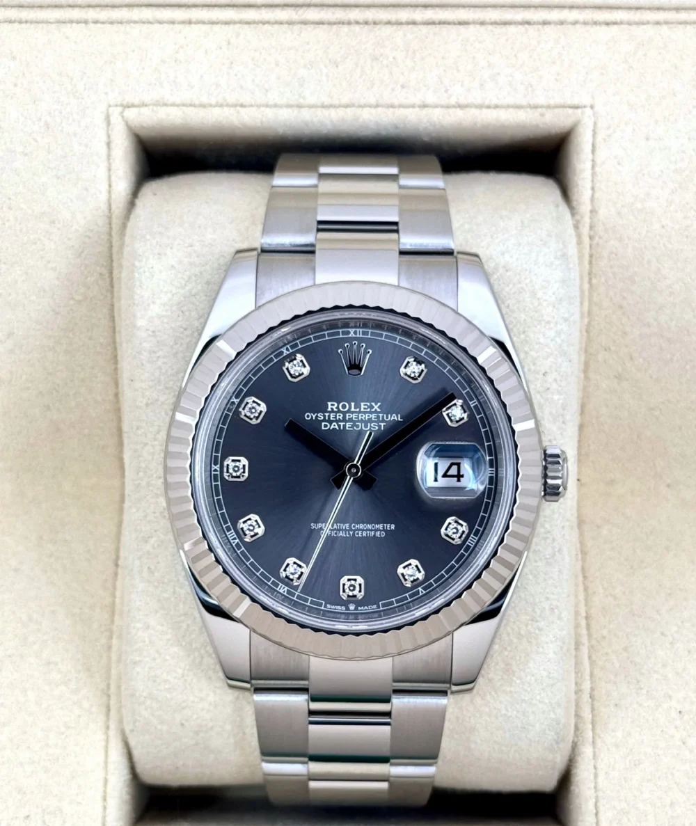 2022 Rolex Datejust 41mm 126334 Stainless Steel Oyster Rhodium Diamond Dial