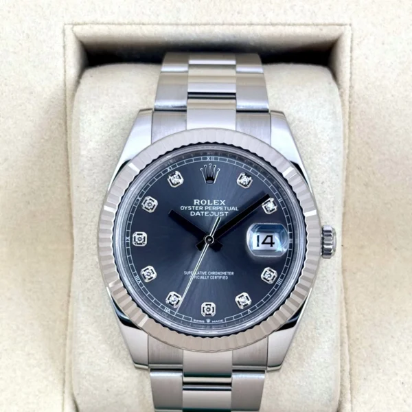 2022 Rolex Datejust 41mm 126334 Stainless Steel Oyster Rhodium Diamond Dial