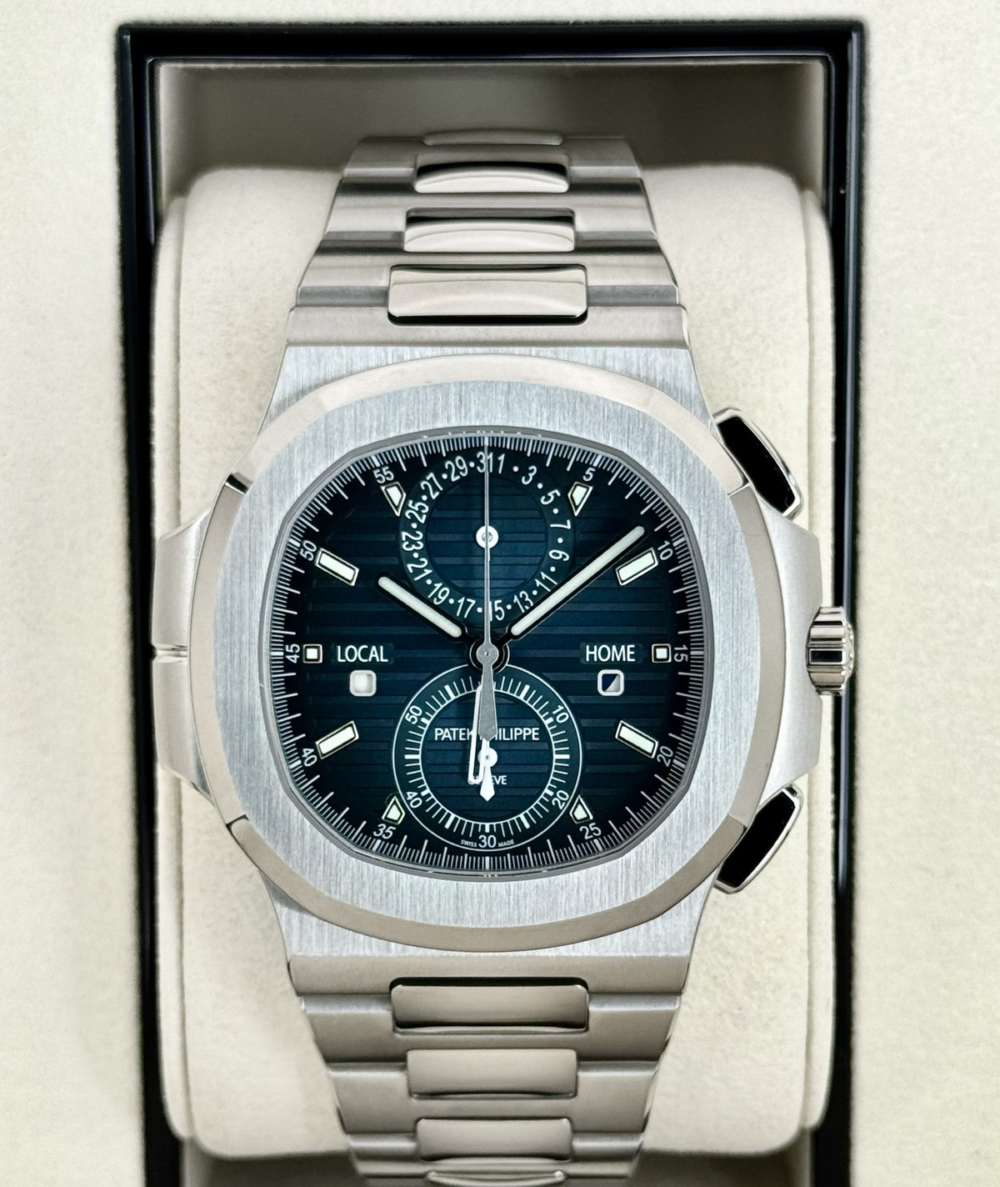 NEW 2025 Patek Philippe Nautilus Travel Time Chrono 40.5mm 5990 Blue-Noir Dial