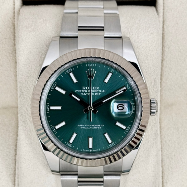 2023 Rolex Datejust 41mm 126334 Stainless Steel Oyster Mint Green Dial