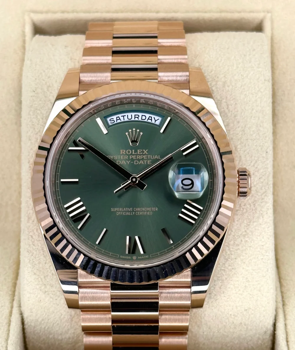 NEW 2024 Rolex Day-Date 40mm 228235 Presidential Rose Gold Olive Dial