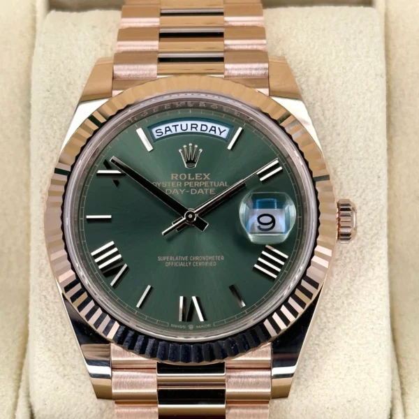 NEW 2024 Rolex Day-Date 40mm 228235 Presidential Rose Gold Olive Dial