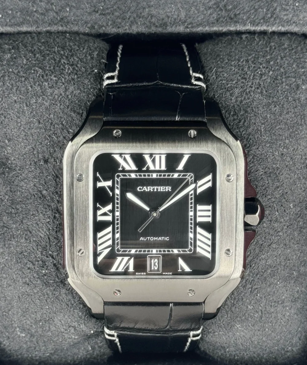 2024 Cartier Santos De Cartier 39.8mm WSSA0039 Black Steel Black Dial