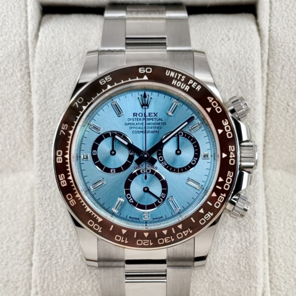 2025 Rolex Daytona 40mm 126506 Platinum Ice Blue Diamond Baguette Dial