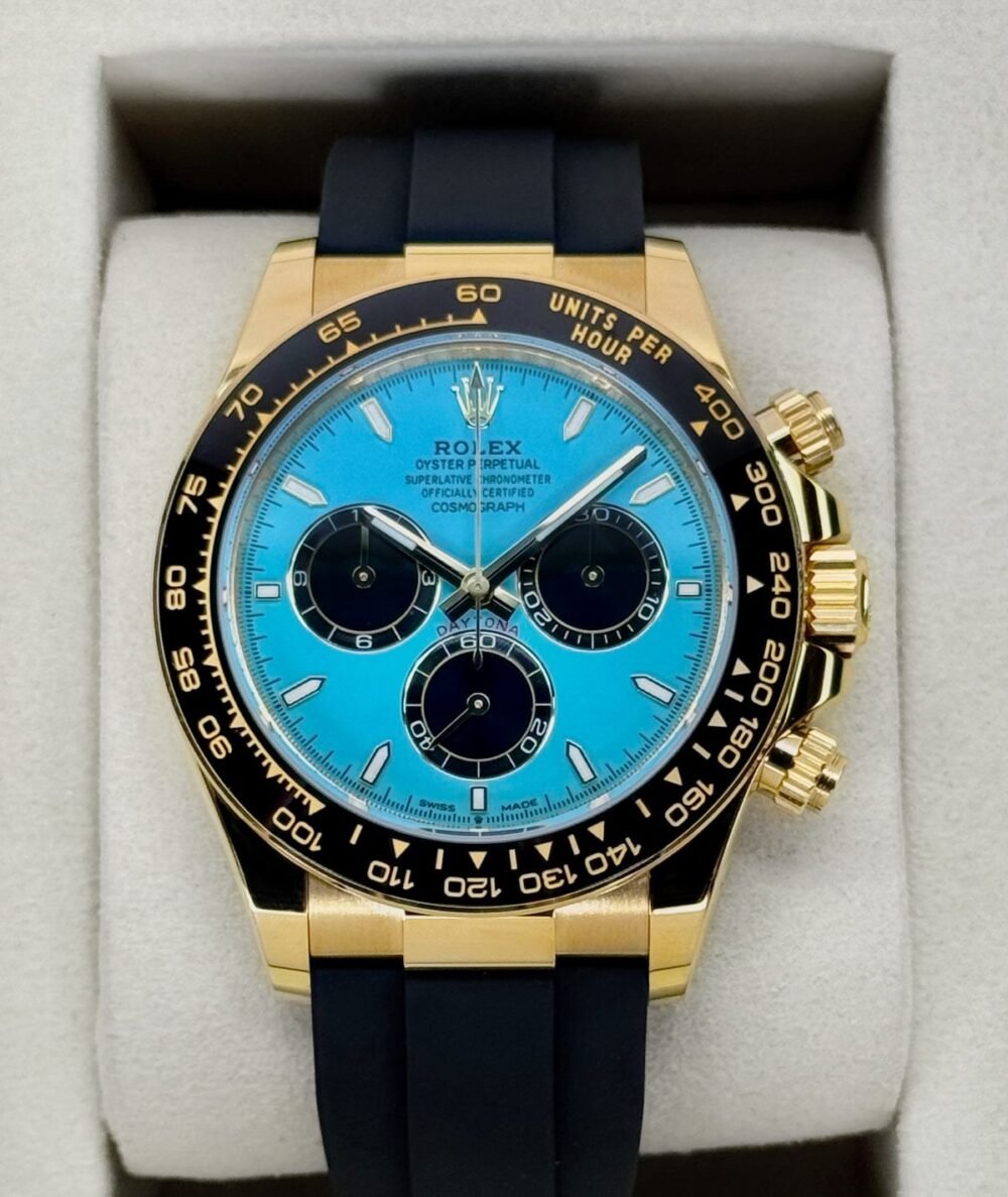 2025 Rolex Daytona 40mm 126518LN Yellow Gold Oysterflex Turquoise Dial