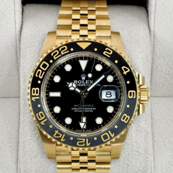 2023 Rolex GMT-Master II 40mm 126718GRNR Yellow Gold Jubilee Black Dial