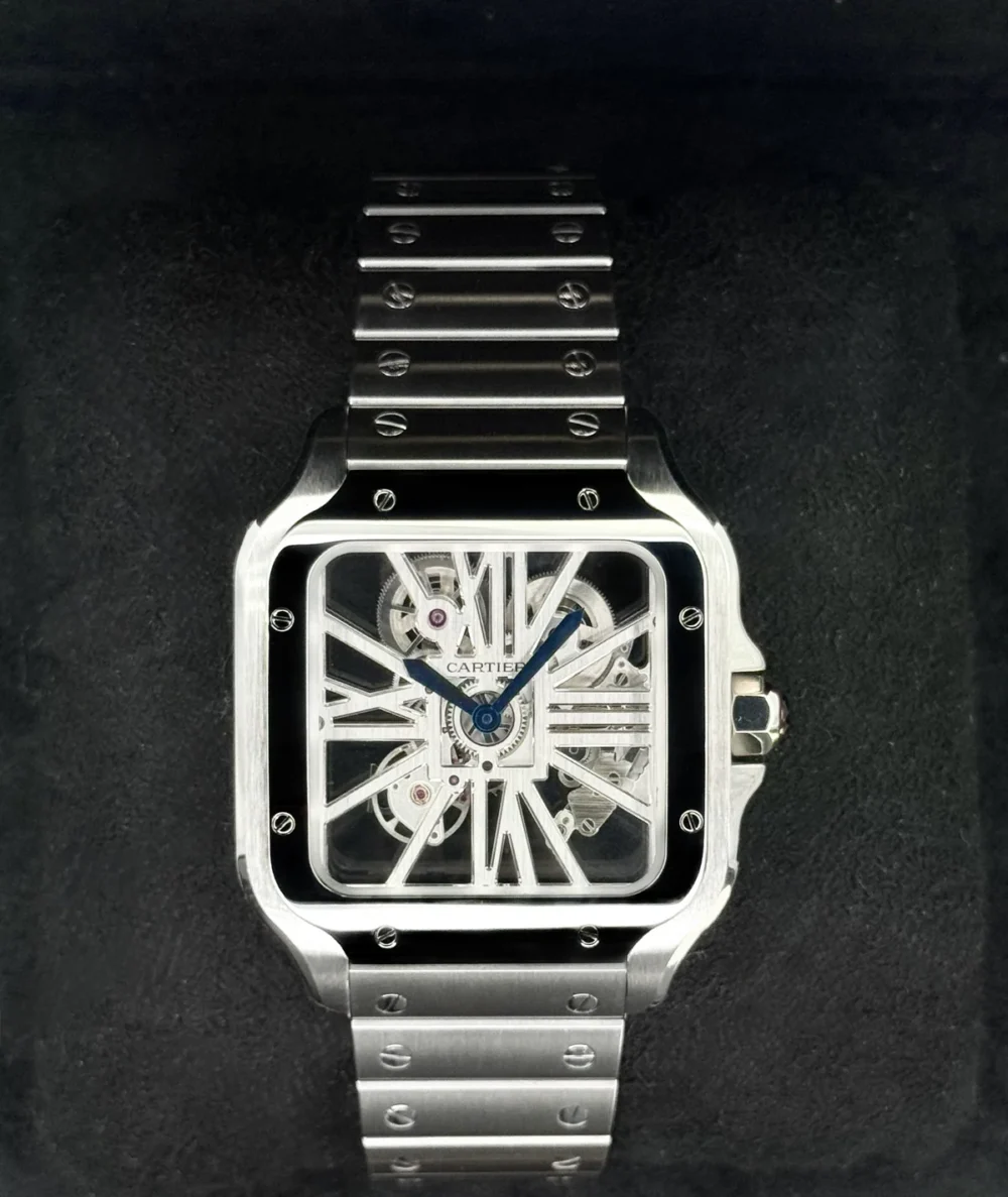 2021 Cartier Santos De Cartier 39.8mm WHSA0015 Stainless Steel Skeleton Dial