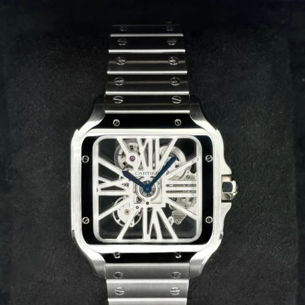 2021 Cartier Santos De Cartier 39.8mm WHSA0015 Stainless Steel Skeleton Dial