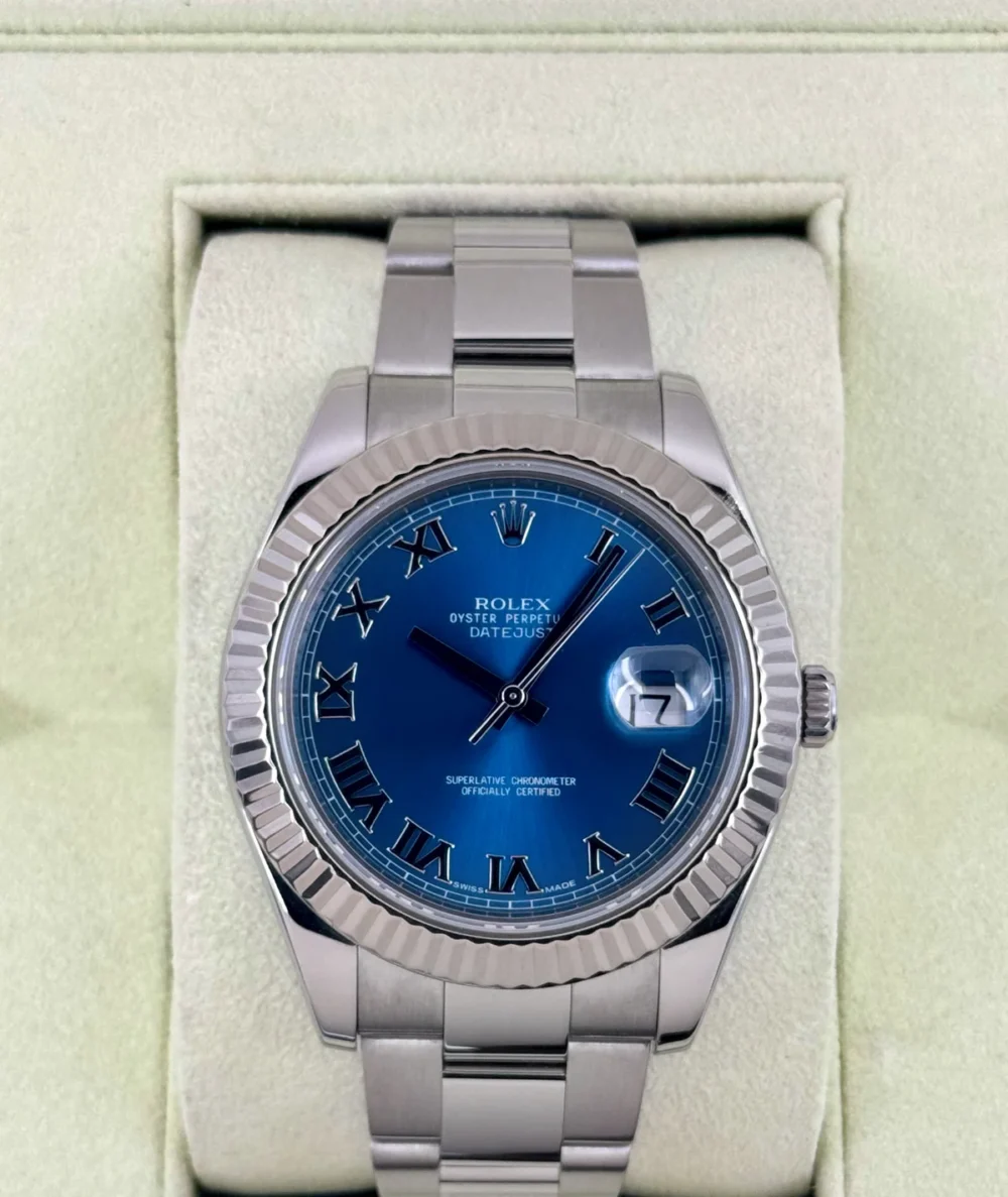 2010 Rolex Datejust II 41mm 116334 Stainless Steel Oyster Blue Dial