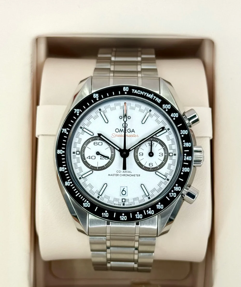 NEW 2025 Omega Speeedmaster Racing 44.2mm 329.30.44.51.04.001 White Dial