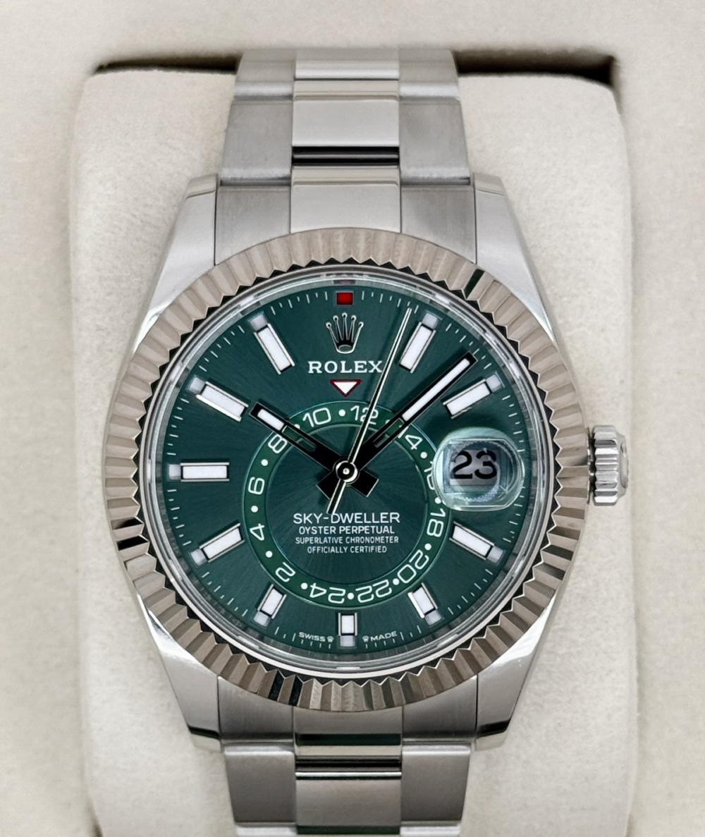 2025 Rolex Sky-Dweller 42mm 336934 Stainless Steel Oyster Green Dial