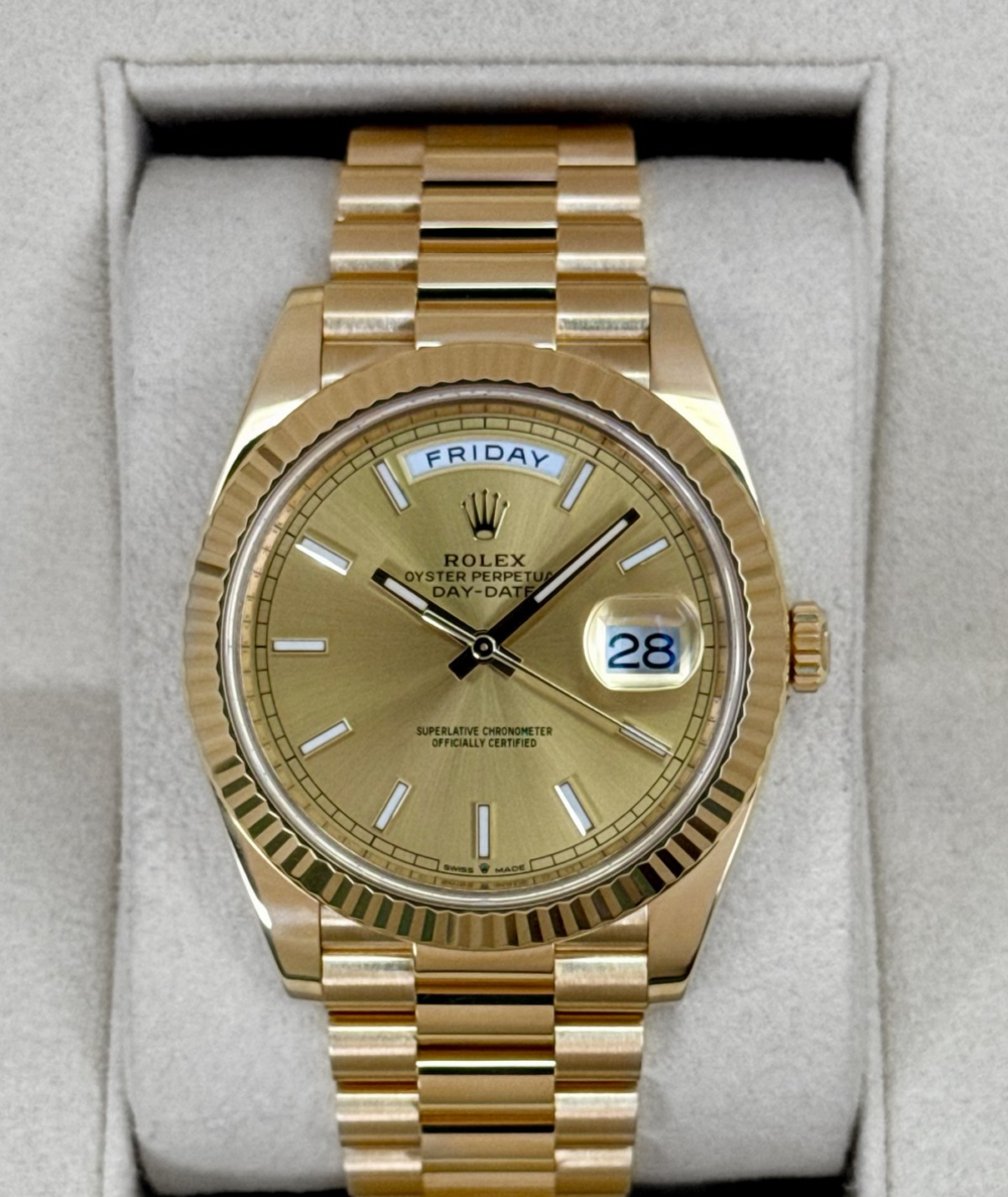 2020 Rolex Day-Date 40mm 228238 Champagne Stick Dial