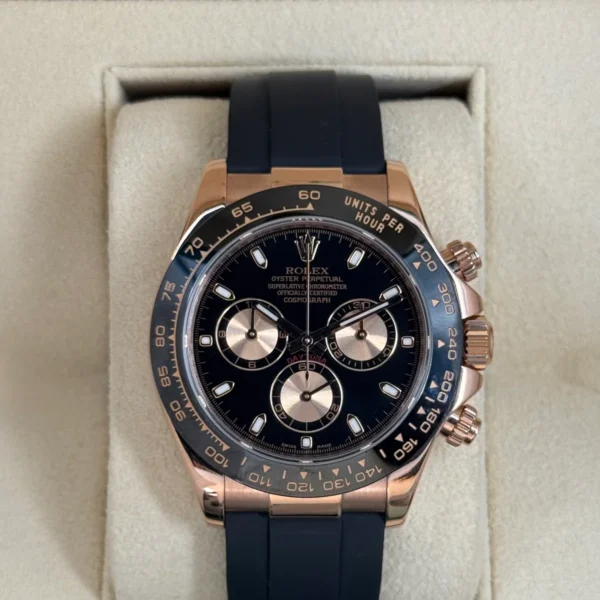 2024 CPO Rolex Daytona 40mm 116515LN Rose Gold Oysterflex Black Dial