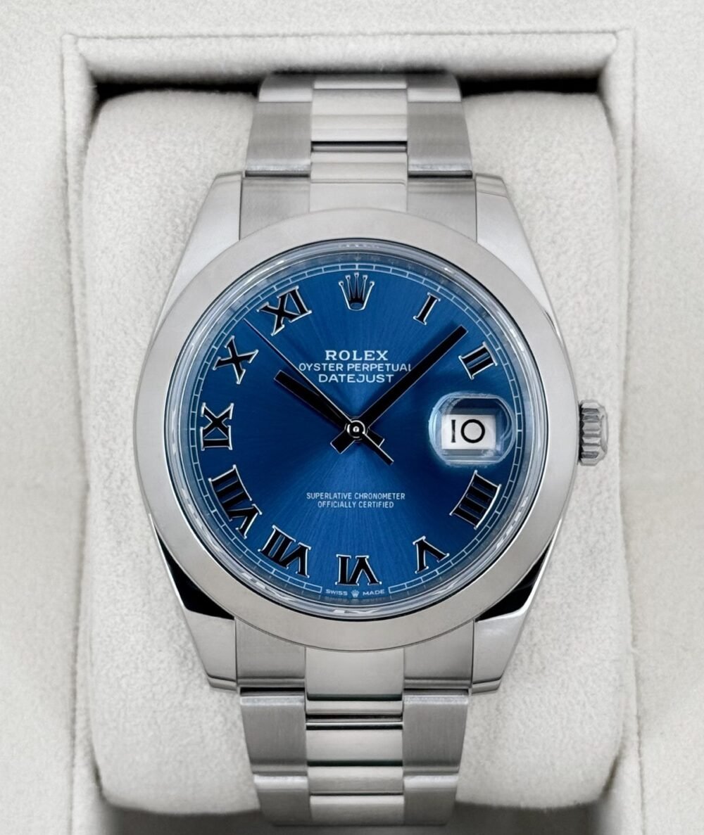 2023 Rolex Datejust 41mm 126300 Stainless Steel Oyster Blue Roman Numeral Dial
