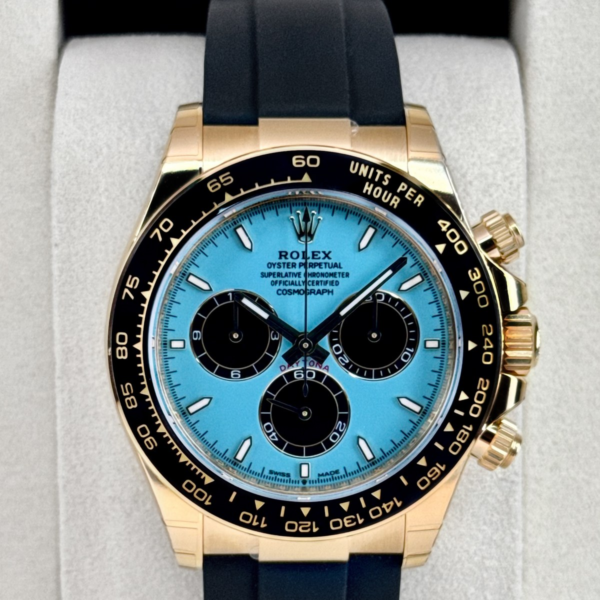 NEW 2026 Rolex Daytona 40mm 126518LN Yellow Gold Oysterflex Turquoise Dial (STICKERED)