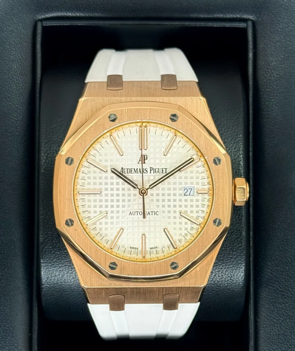 2017 Audemars Piguet Royal Oak 41mm 15400OR Rose Gold White Dial