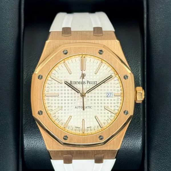 2017 Audemars Piguet Royal Oak 41mm 15400OR Rose Gold White Dial