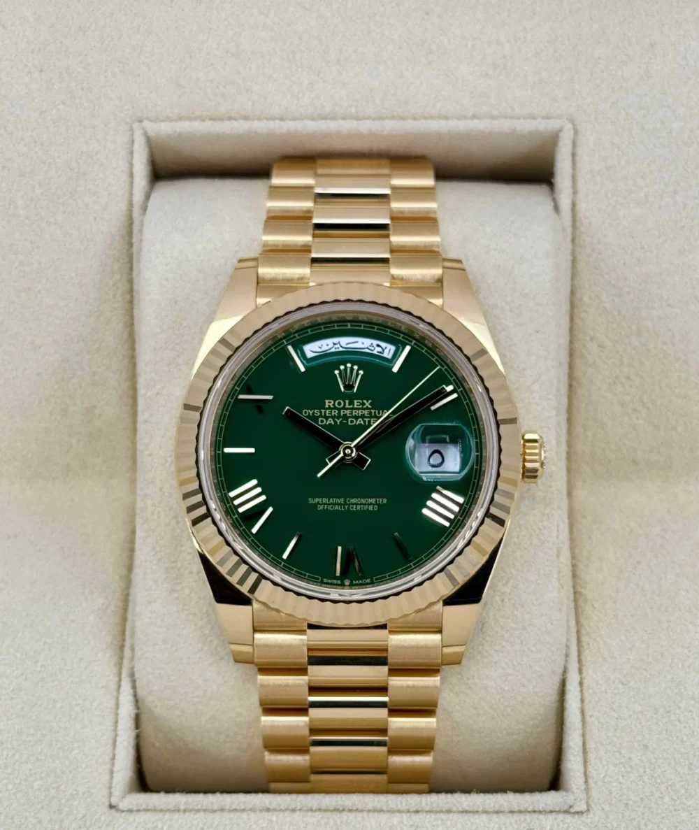 2023 Rolex Day-Date 40mm 228238 Arabic Calendar Green Dial
