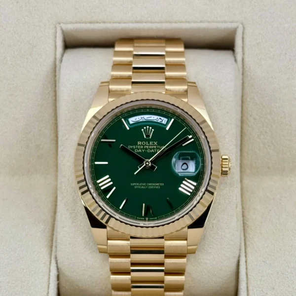 2023 Rolex Day-Date 40mm 228238 Arabic Calendar Green Dial