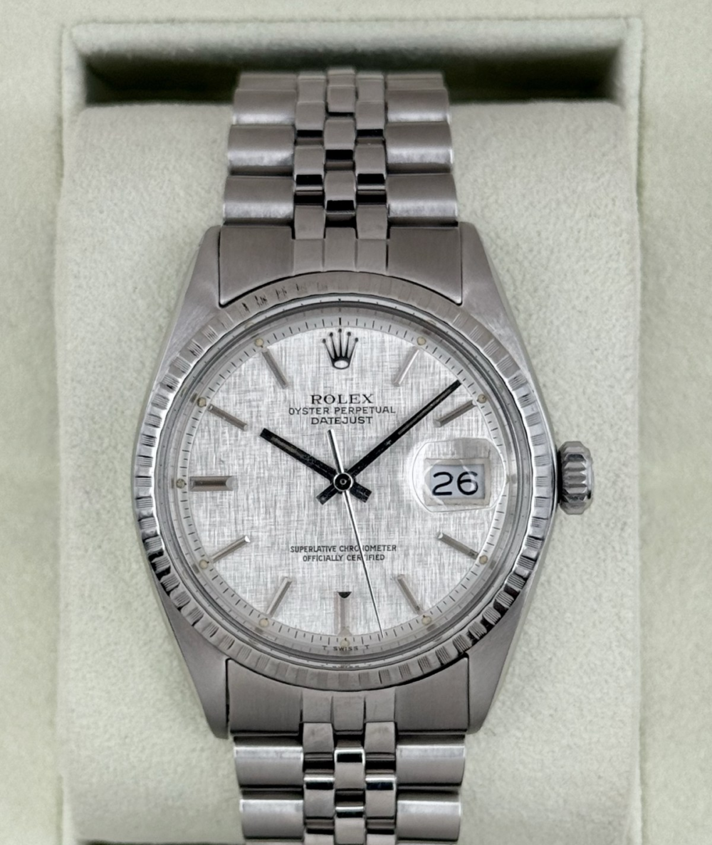1970 Rolex Datejust 36mm 1603 Stainless Steel Jubilee Silver Linen Dial