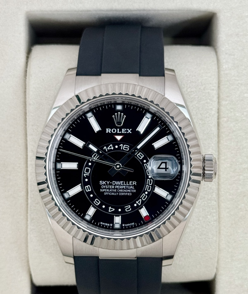 2025 Rolex Sky-Dweller 42mm 336239 White Gold Oysterflex Black Dial