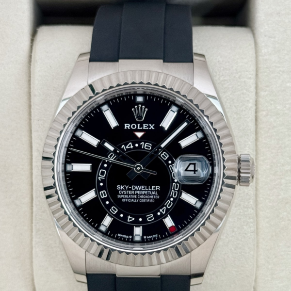 2025 Rolex Sky-Dweller 42mm 336239 White Gold Oysterflex Black Dial