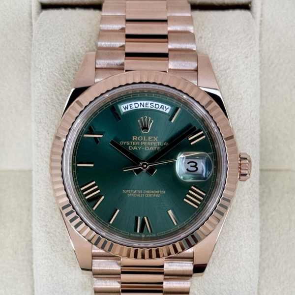 2025 Rolex Day-Date 40mm 228235 Presidential Rose Gold Olive Dial