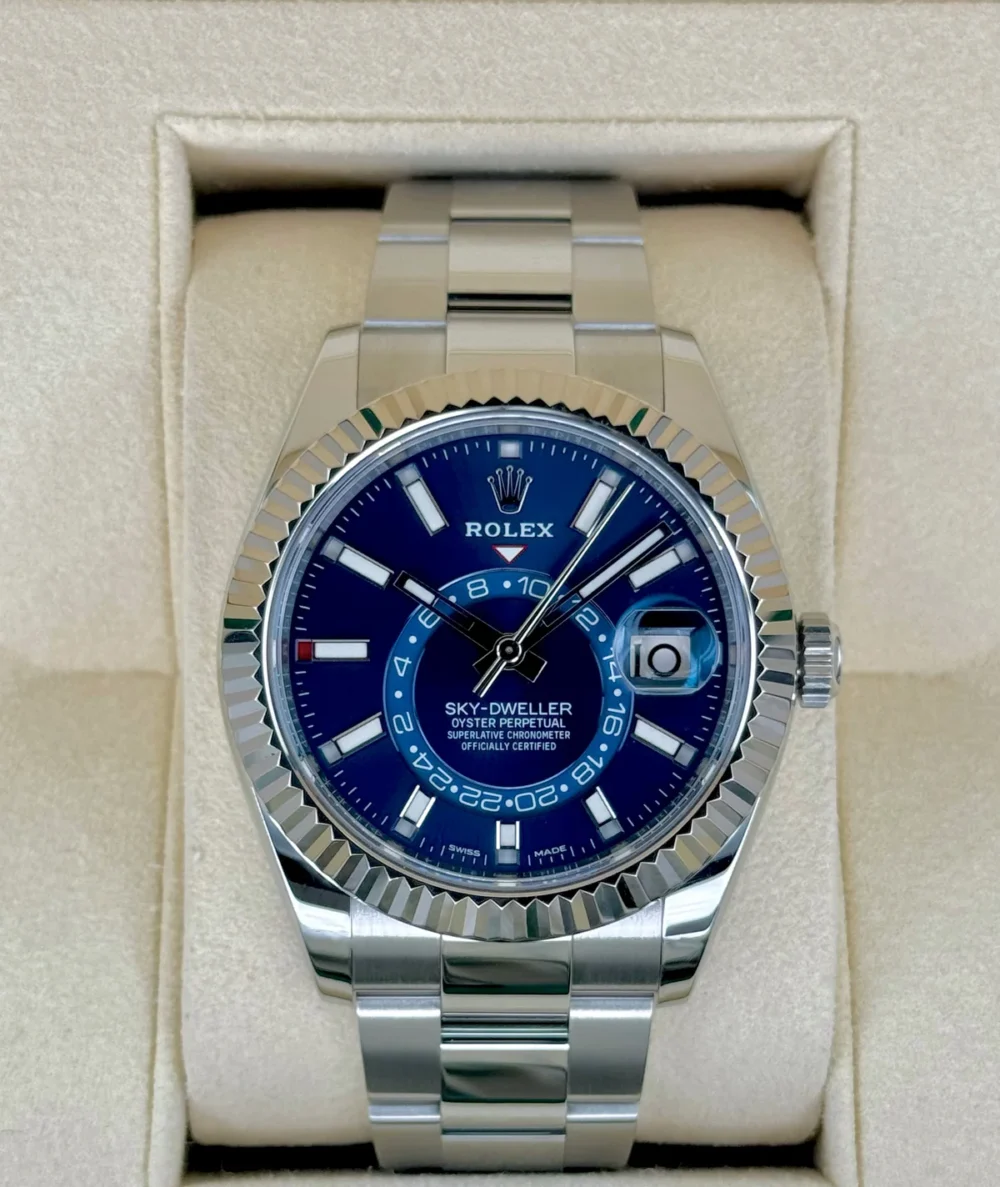 2018 Sky-Dweller 42mm 326934 Stainless Steel Oyster Blue Dial