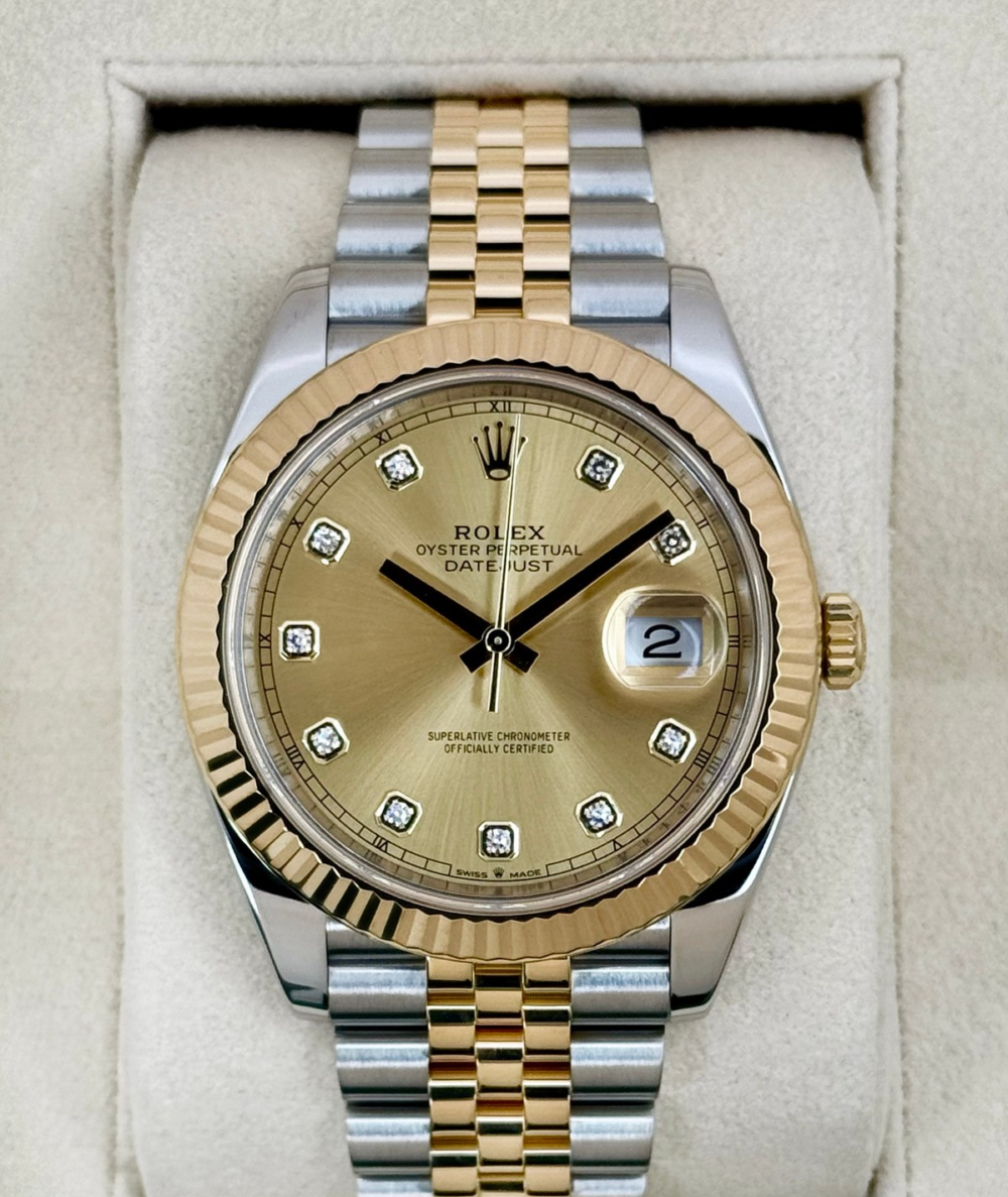 2022 Rolex Datejust 41mm 126333 Two-Tone Jubilee Champagne Diamond Dial