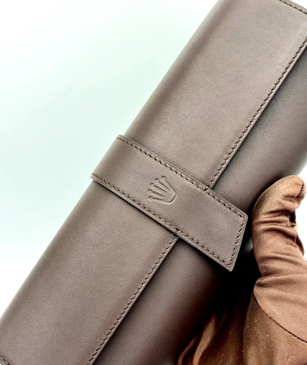 Rolex Leather Three Watch Roll Travel Case