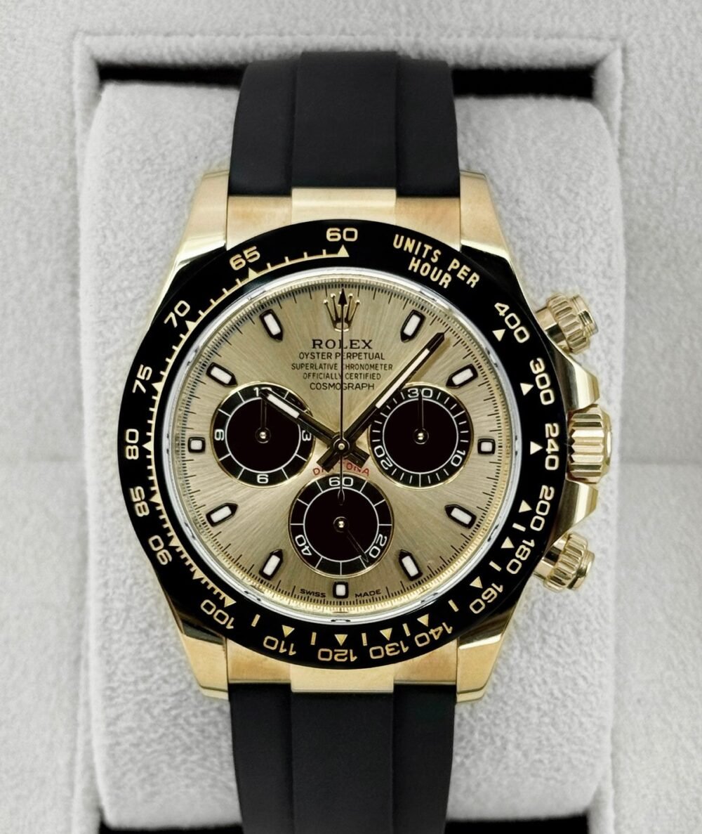 2023 Rolex Daytona 40mm 116518LN 18K Yellow Gold Oysterflex Champagne Dial
