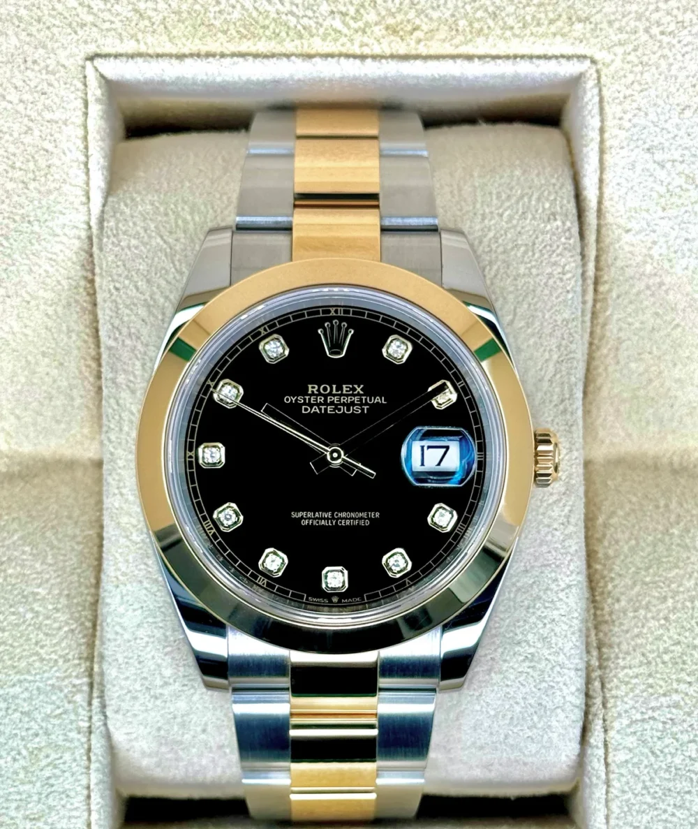 2023 Rolex Datejust 41mm 126303 Two-Tone Oyster Black Diamond Dial