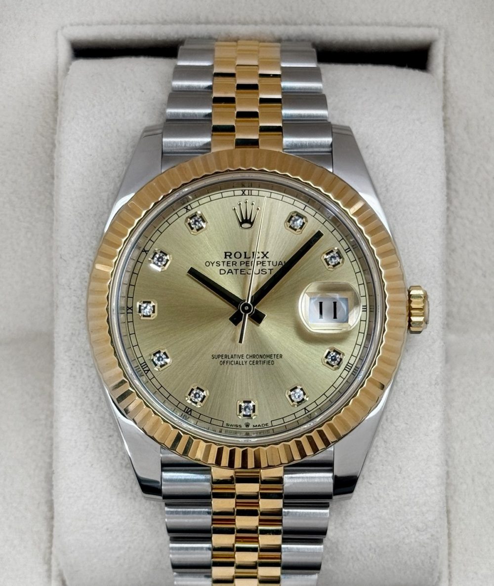 2023 Rolex Datejust 41mm 126333 Two-Tone Jubilee Champagne Diamond Dial