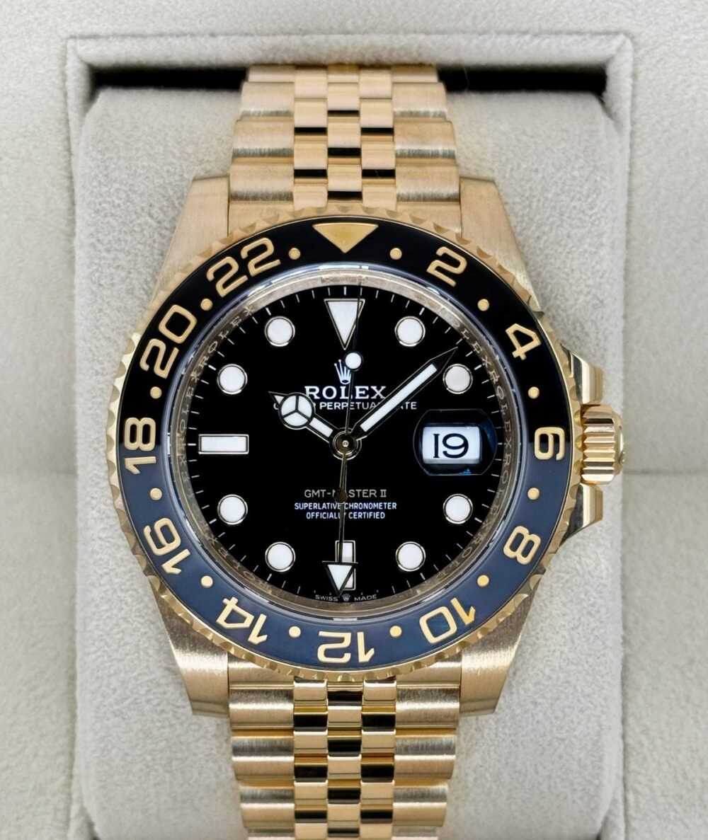 2024 Rolex GMT-Master II 40mm 126718GRNR Yellow Gold Jubilee Black Dial