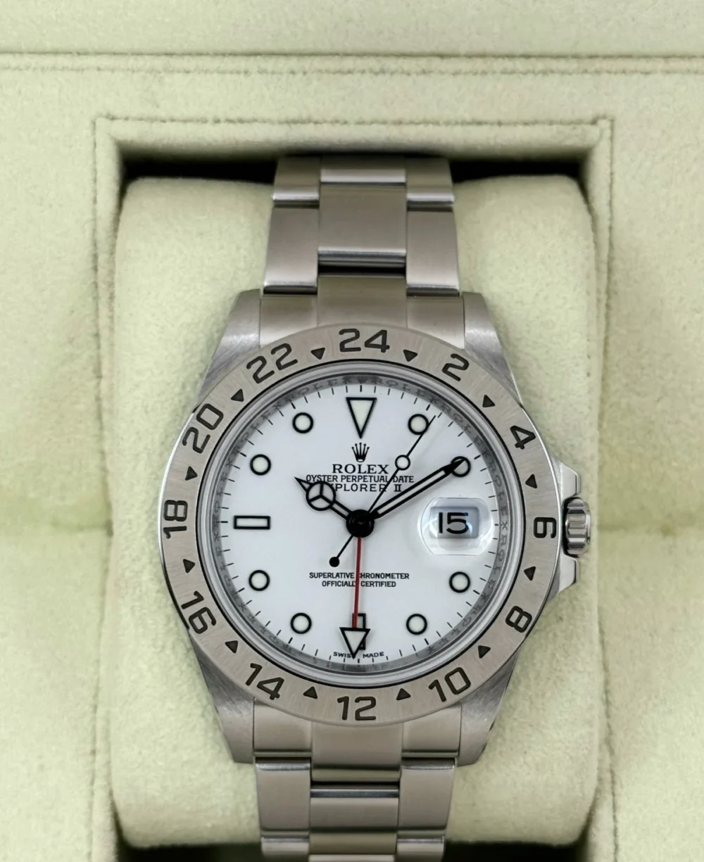 2008 Rolex Explorer II 40mm 16570 Stainless Steel Polar White Dial