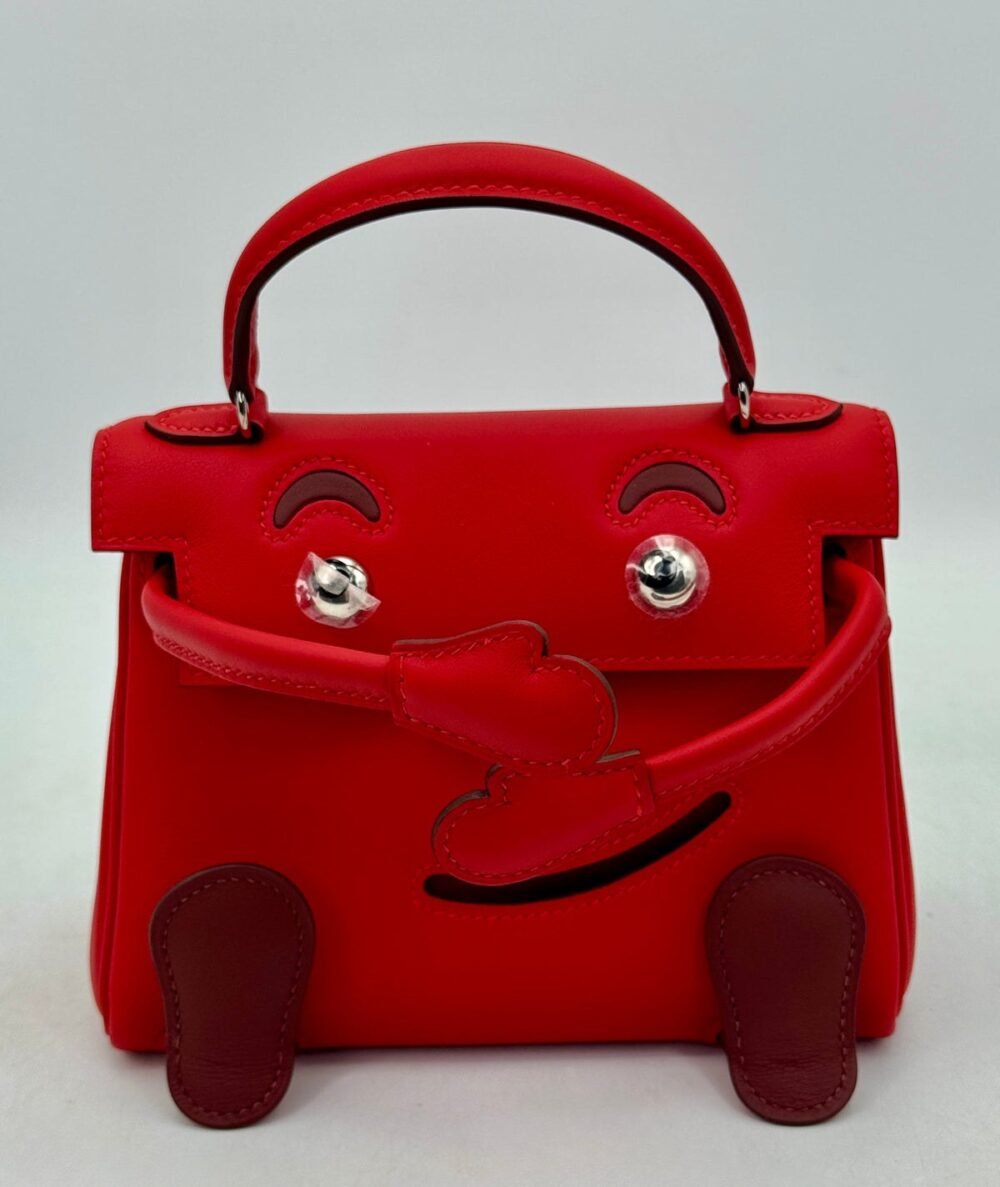 NEW 2025 Hermès "Quelle Idolle" Kelly Doll Rouge Radieux, Rouge H Swift Palladium Hardware