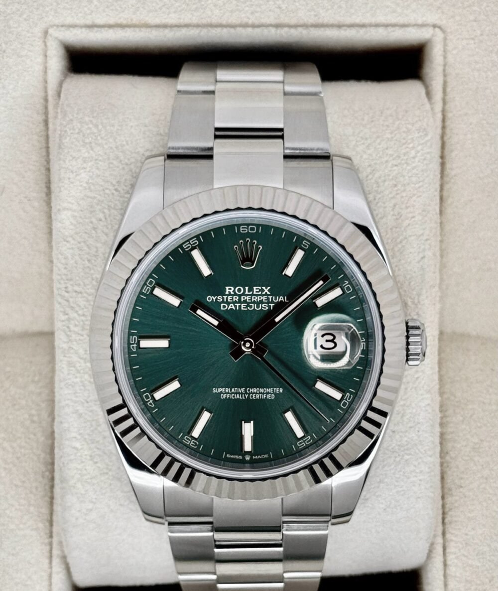 2022 Rolex Datejust 41mm 126334 Stainless Steel Oyster Mint Green Dial