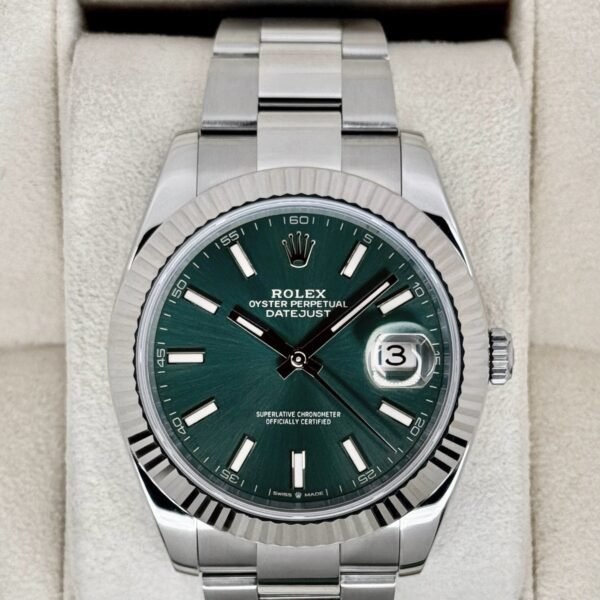 2022 Rolex Datejust 41mm 126334 Stainless Steel Oyster Mint Green Dial