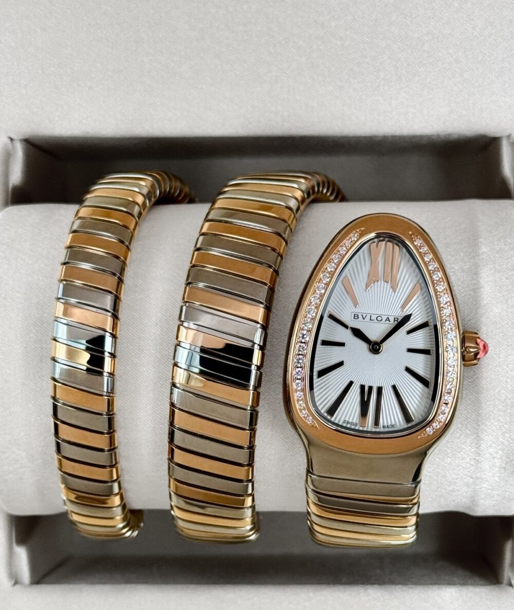 Bvlgari Serpenti Tubogas 35mm Silver Opaline Dial 18kt Rose & Steel 103149