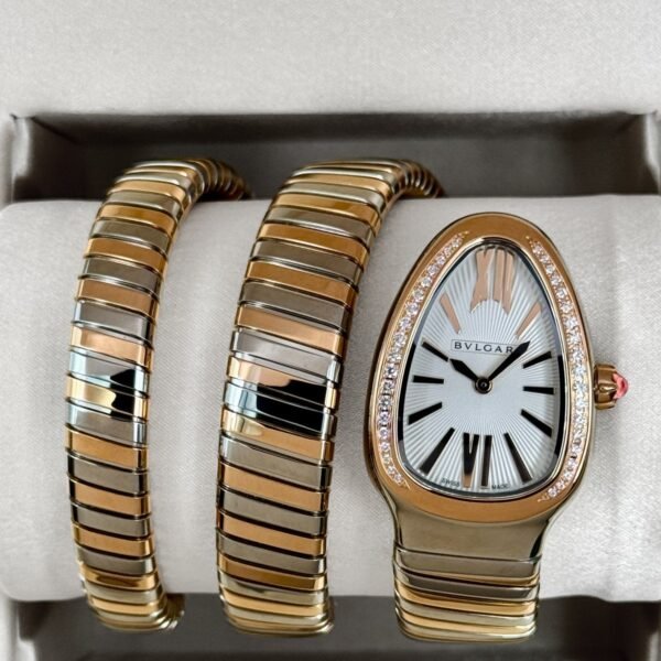 Bvlgari Serpenti Tubogas 35mm Silver Opaline Dial 18kt Rose & Steel 103149