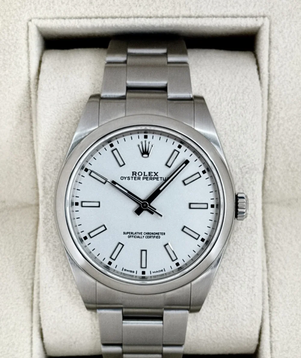 2019 Rolex Oyster Perpetual 39mm 114300 Stainless Steel White Dial