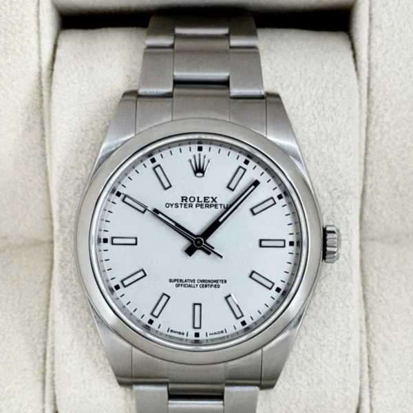 2019 Rolex Oyster Perpetual 39mm 114300 Stainless Steel White Dial