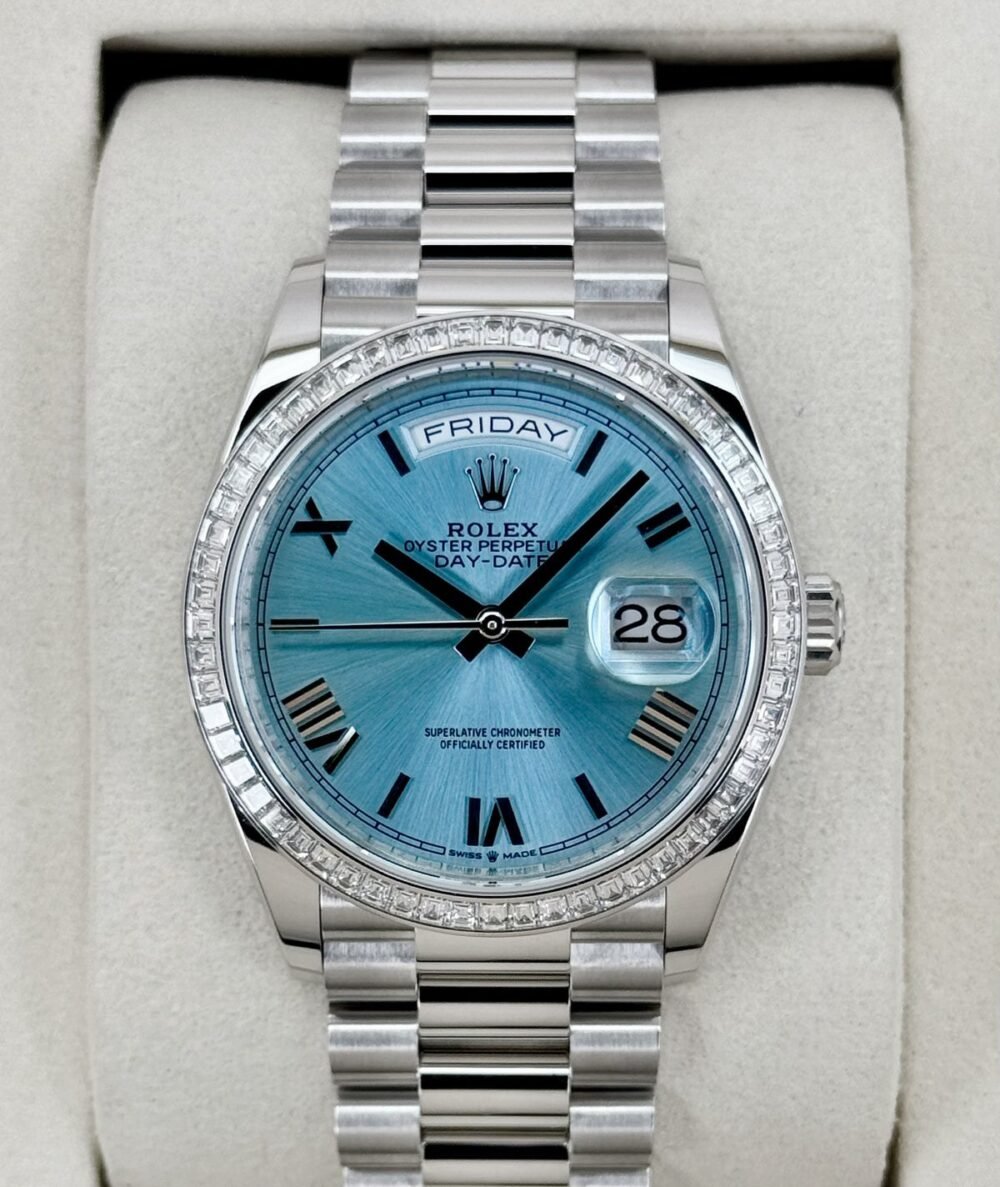 NEW 2026 Rolex Day-Date 36mm 128396TBR Ice Blue Roman Numeral Dial